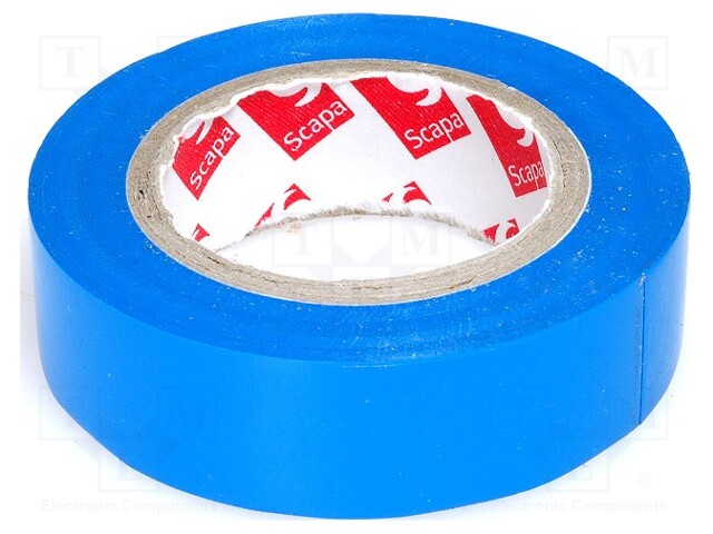 Tape: electrical insulating; W: 15mm; L: 10m; D: 0.13mm; blue; rubber
