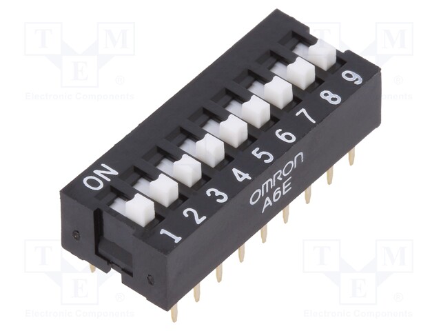 Switch: DIP-SWITCH; Poles number: 9; ON-OFF; 0.025A/24VDC; Pos: 2