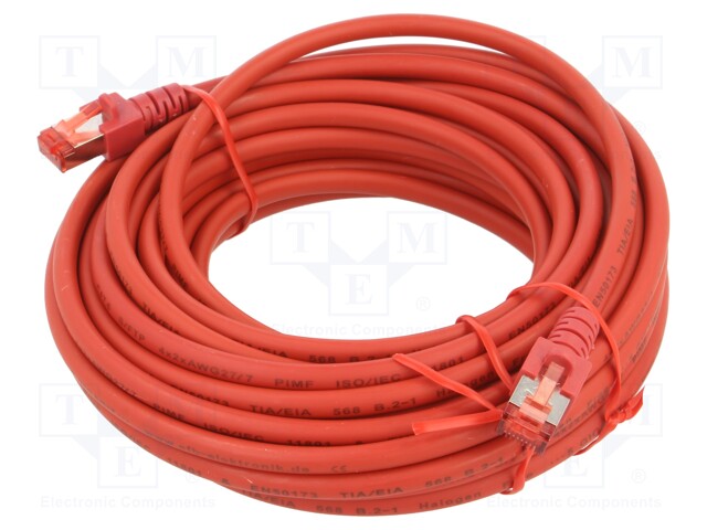 Patch cord; S/FTP; 6; stranded; Cu; LSZH; red; 10m; 27AWG