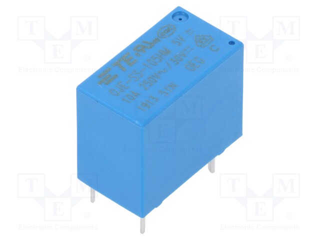 Relay: electromagnetic; SPST-NO; Ucoil: 5VDC; 10A/250VAC; 10A; 9g