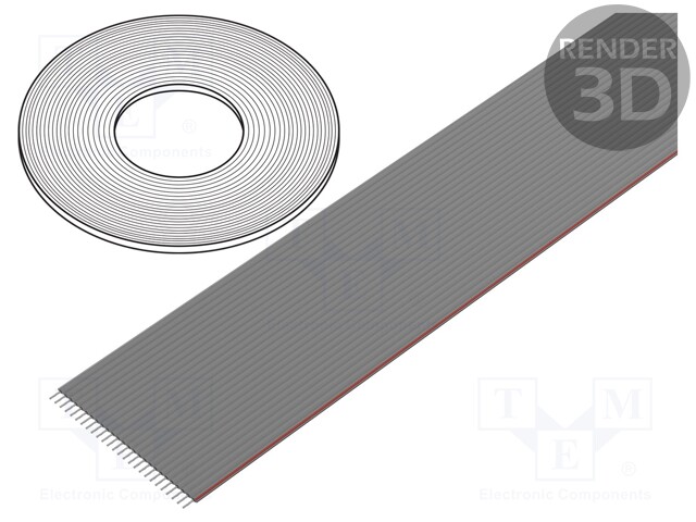 Wire: ribbon; 1.27mm; stranded; Cu; 26x28AWG; unshielded; PVC; grey