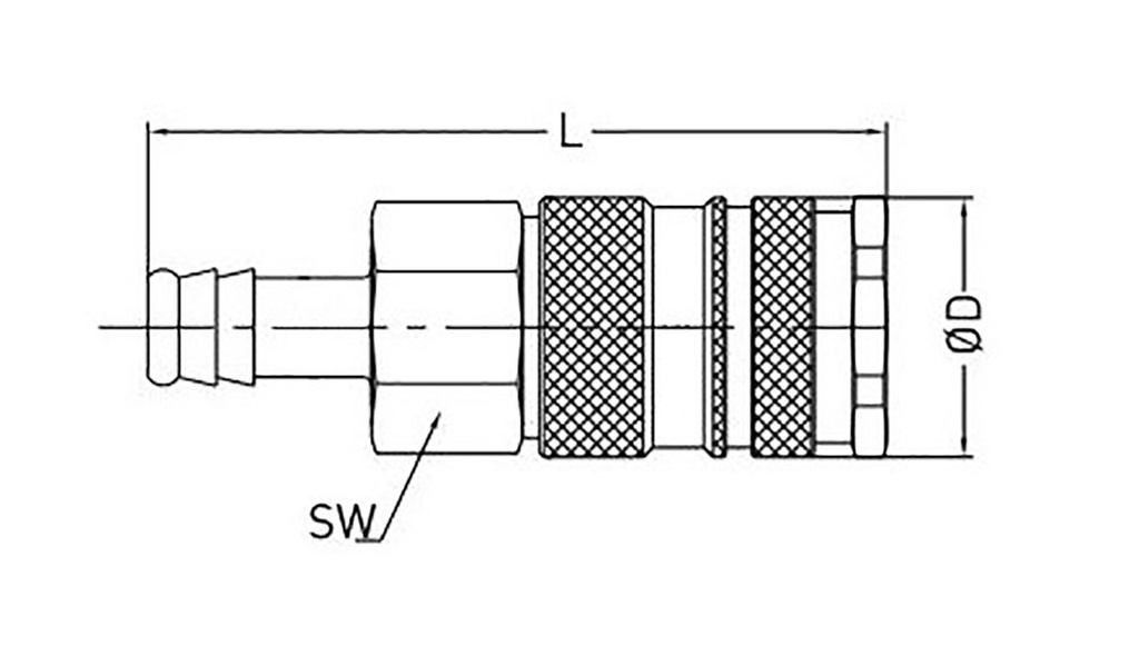 Quick connection coupling; straight; Seal: NBR; D: 27mm; L: 76mm