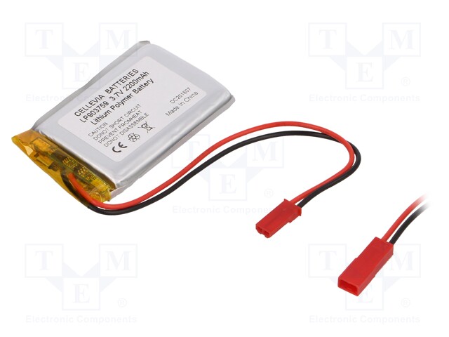 Re-battery: Li-Po; 3.7V; 2200mAh; Leads: cables; 9x37x59mm