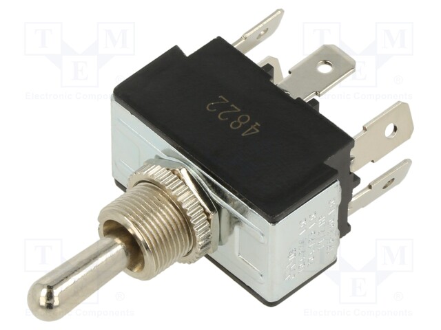 Switch: toggle; Pos: 3; DPDT; (ON)-OFF-(ON); 21A/14VDC; 50mΩ; 18N