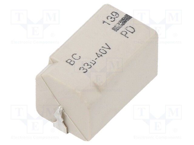 Capacitor: electrolytic; SMD; 33uF; 40VDC; 7.6x14.3x8.2mm; ±20%