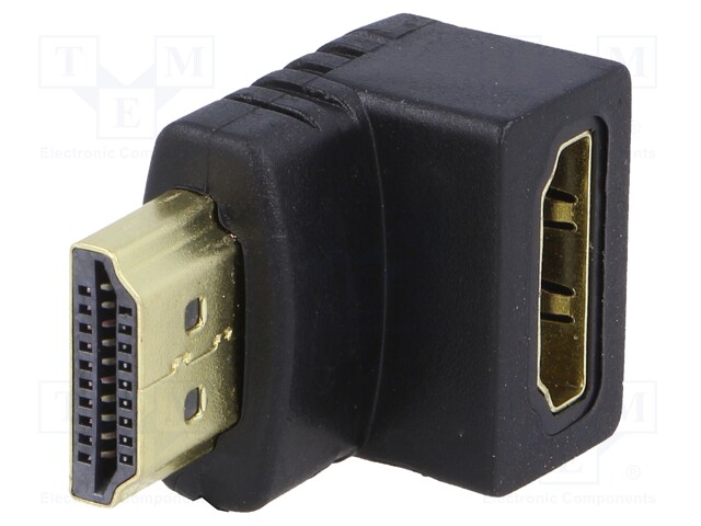 Adapter; HDMI 1.4; HDMI socket 90°,HDMI plug; Colour: black