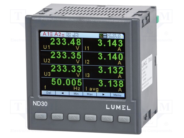 Meter; on panel; LCD 3,5" (320x240),TFT; 45÷65Hz; 20÷40VAC; 1/5A