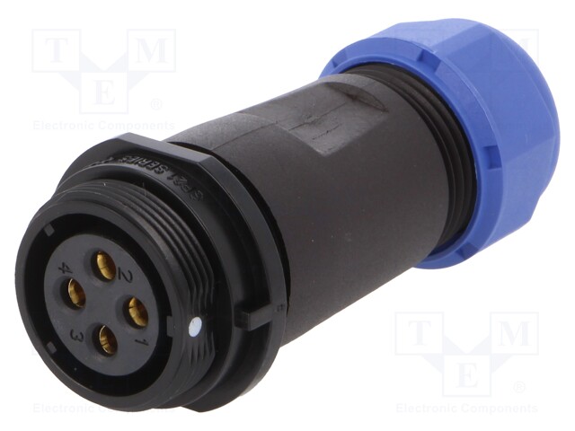 Plug; female; SP21; PIN: 4; IP68; 4.5÷7mm; soldering; for cable; 500V