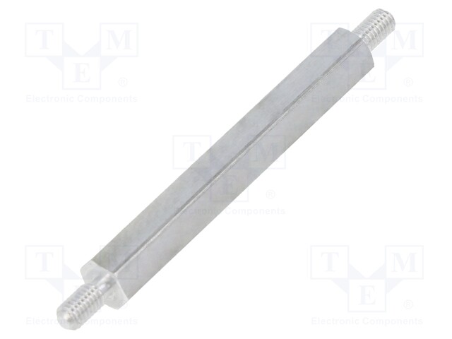 Screwed spacer sleeve; 40mm; Ext.thread: M3; hexagonal; aluminium