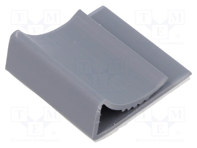 Self-adhesive cable holder; PVC; grey; W: 27.7mm; L: 25.4mm