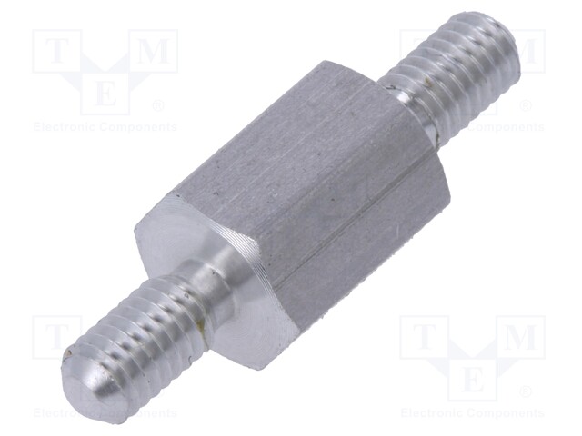 Screwed spacer sleeve; 8mm; Ext.thread: M3; hexagonal; aluminium