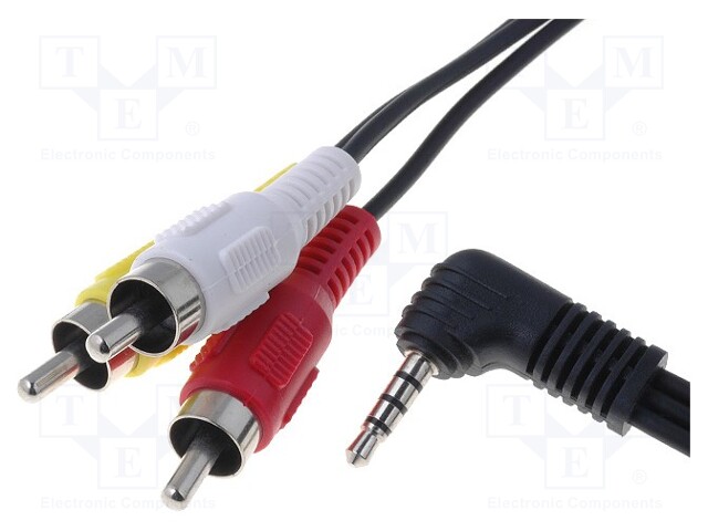 Cable; Jack 3,5mm 4pin plug,RCA plug x3; 2.5m