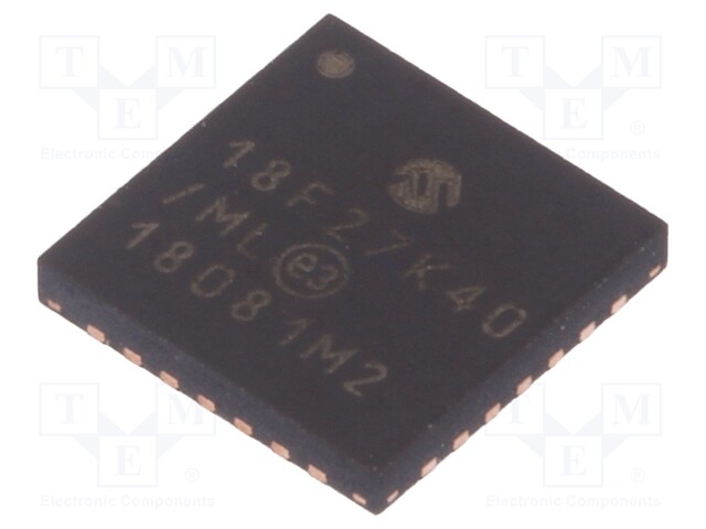 PIC microcontroller; Memory: 128kB; SRAM: 3.64kB; EEPROM: 1024B