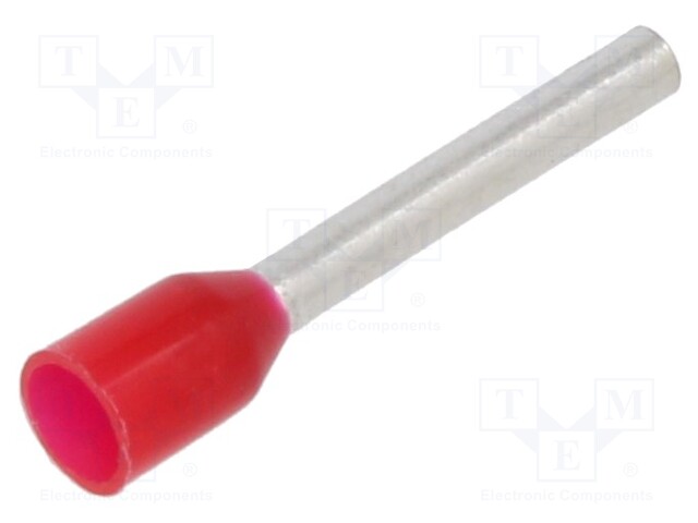 Tip: bootlace ferrule; insulated; copper; 1mm2; 12mm; tinned; red