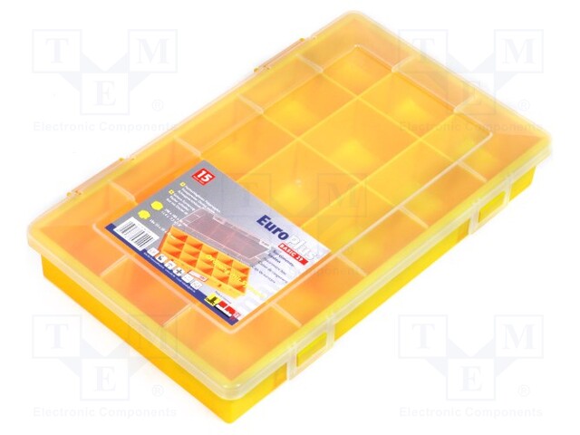 Container: compartment box; 290x185x46mm; yellow; polypropylene