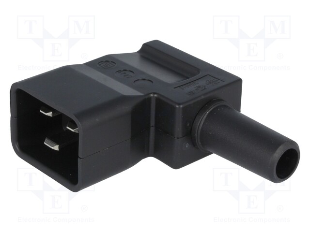 Connector: AC supply; plug; male; 16A; 250VAC; IEC 60320; C20 (I)