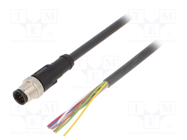 Connection lead; M12; PIN: 8; straight; 2m; plug; 30VAC; 4A; -25÷80°C