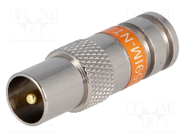 Plug; coaxial 9.5mm (IEC 169-2); male; RG59; compression