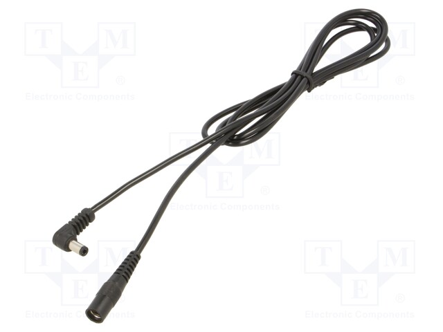 Cable; DC 5,5/2,1 socket,DC 5,5/2,5 plug; angled; 0.5mm2; black