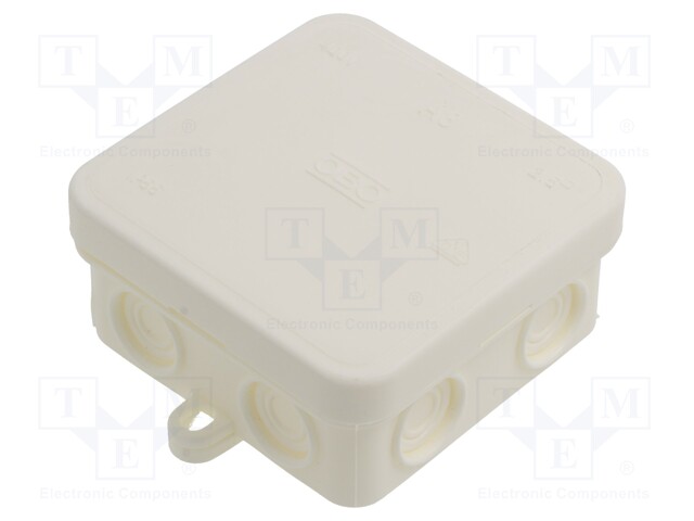 Enclosure: junction box; X: 75mm; Y: 75mm; Z: 36mm; polyetylene; IP55