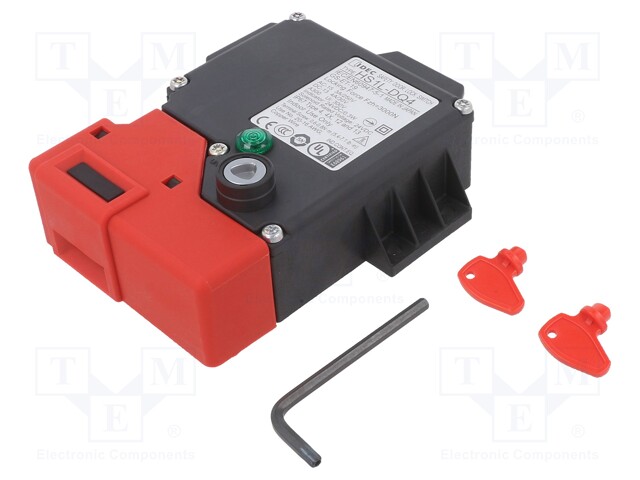 Safety Interlock Switch, w/ Solenoid, HS1L Series, DPST-NO, 4PST-NC, Screw, 250 V, 10 A, IP67