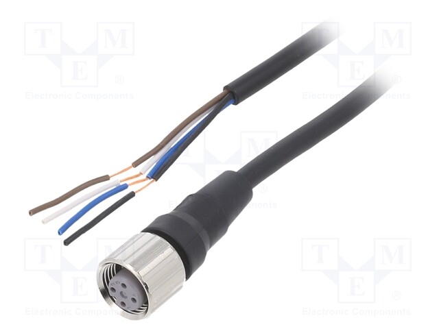 Connection lead; M12; PIN: 4; straight; Len: 5m; plug; 4A; -10÷80°C