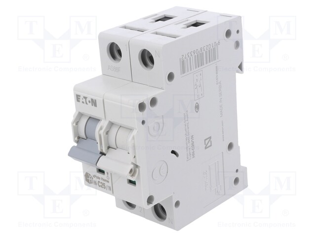 Circuit breaker; 230/400VAC; Inom: 25A; Poles: 1+N; DIN; Charact: C