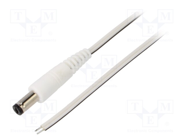 Cable; wires,DC 5,5/1,7 plug; straight; 0.35mm2; white; 0.5m