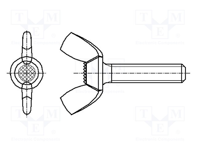 Screw; M5x12; DIN: 316; Head: wing; none; steel; zinc; 12mm