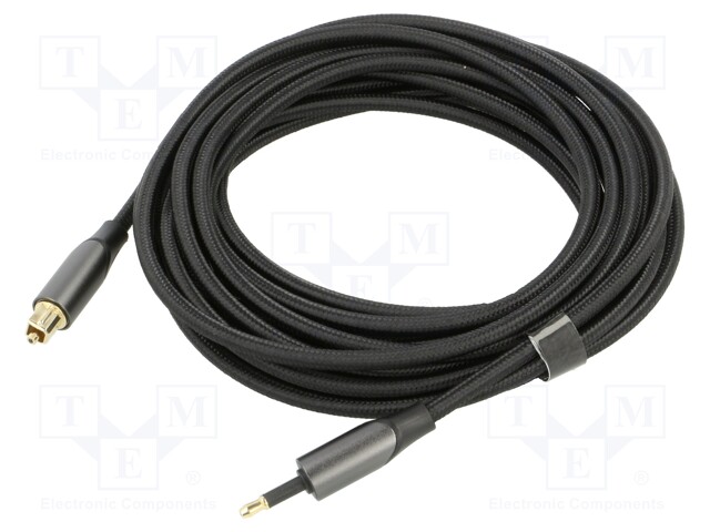 Cable; Toslink 3,5mm Mini plug,Toslink plug; 5m; black; PVC