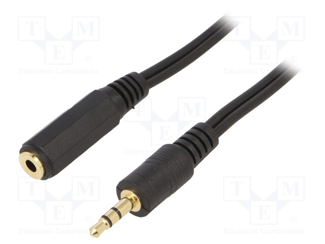 Cable; Jack 3.5mm 3pin socket,Jack 3.5mm 3pin plug; 5m; black