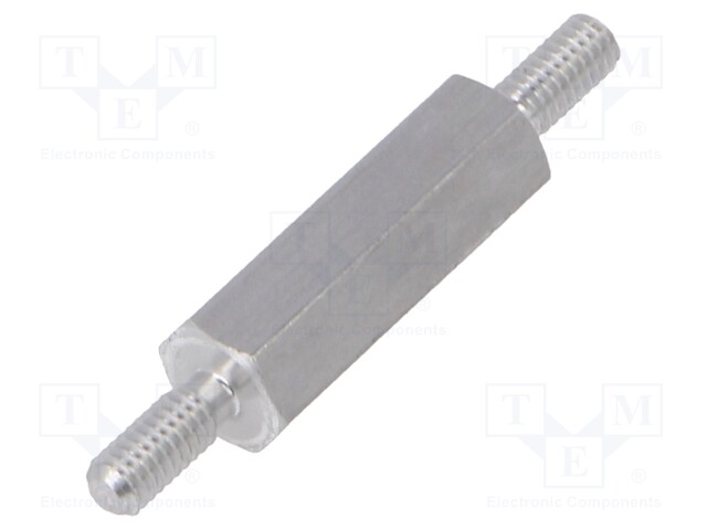 Screwed spacer sleeve; 15mm; Ext.thread: M2,5; hexagonal