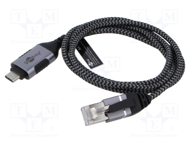 Cable; slim,USB 3.1; RJ45 plug,USB C plug; nickel plated; 1m