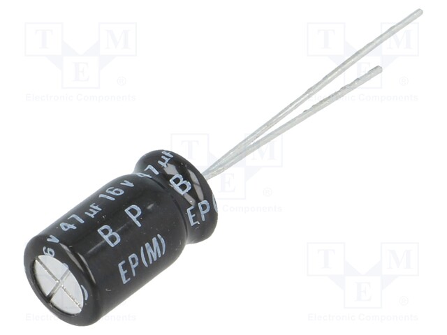 Capacitor: electrolytic; bipolar; THT; 47uF; 16VDC; Ø8x11.5mm; ±20%