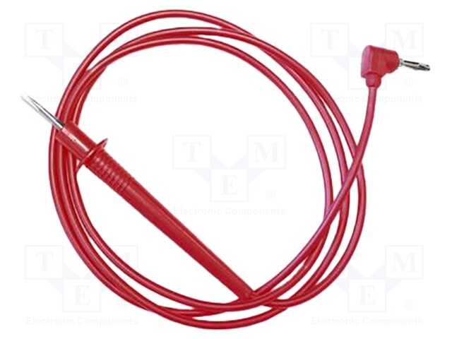 Test Lead, Test Tip Probe, 4mm Right Angle Banana Plug, 600 V, 10 A, Red, 1.22 m