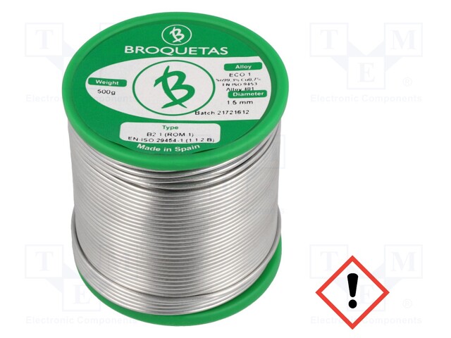 Soldering wire; Sn99,3Cu0,7; 1.5mm; 0.5kg; lead free; 217÷227°C