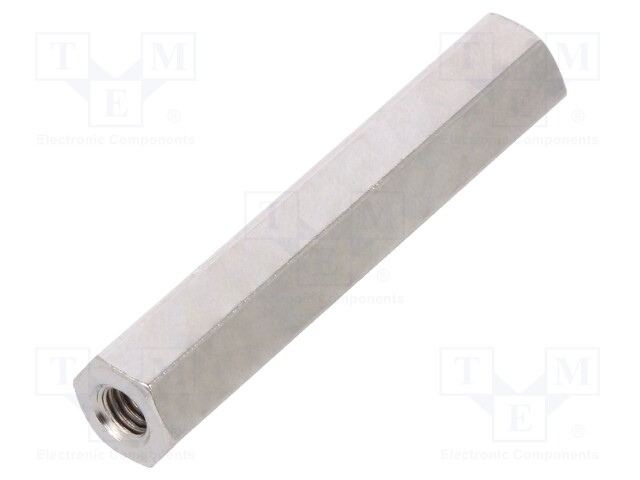 Screwed spacer sleeve; Int.thread: M3; 30mm; hexagonal; brass