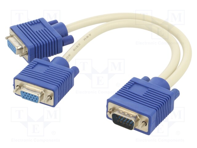 Cable; D-Sub 15pin HD socket x2,D-Sub 15pin HD plug; beige