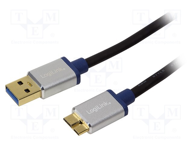 Cable; USB 3.0; USB A plug,USB B micro plug; 1m; black