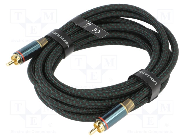 Cable; RCA plug,both sides; 3m; Plating: gold-plated; black