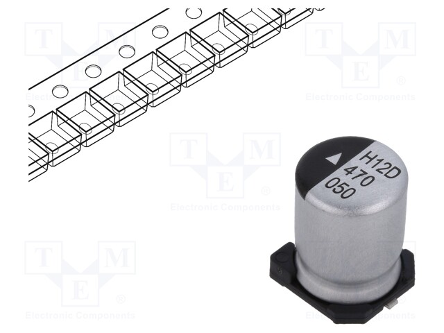 Capacitor: electrolytic; SMD; 47uF; 50VDC; Ø8x10.5mm; 2000h; 160mA