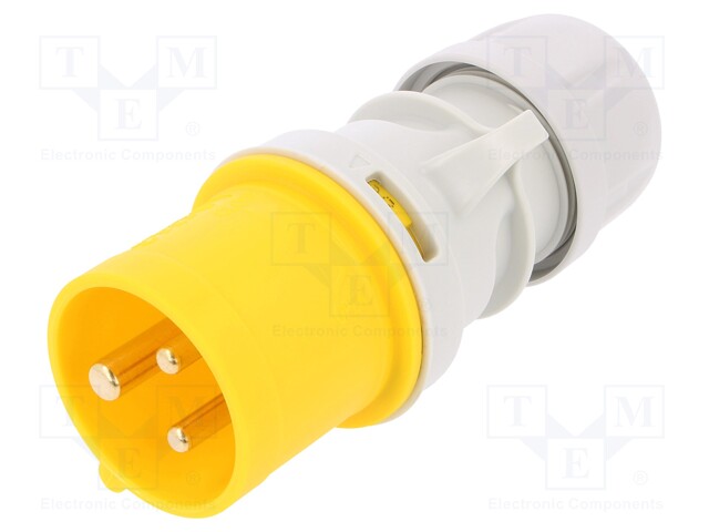 Connector: AC supply; plug; male; 16A; 110VAC; IP44; Layout: 2P+PE