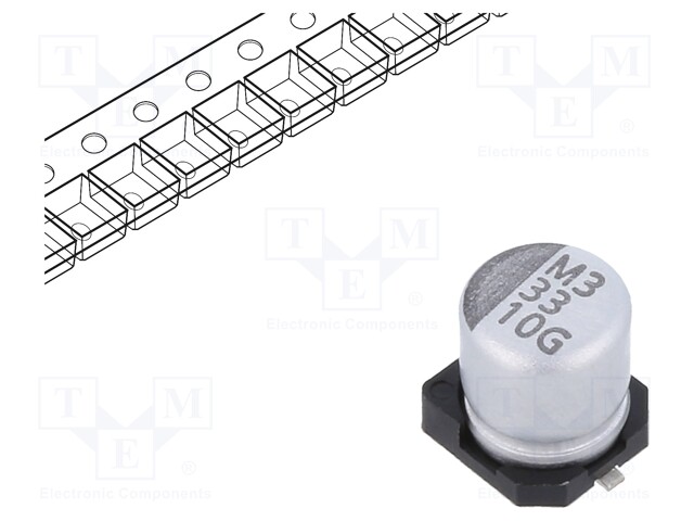 Capacitor: electrolytic; SMD; 33uF; ±20%; -55÷105°C; Series: GSC