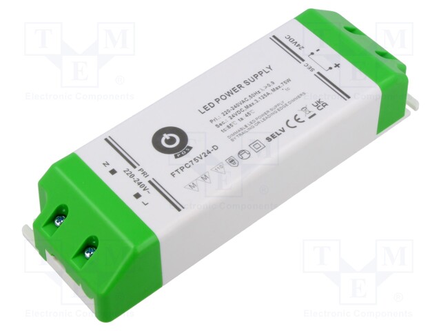 Power supply: switched-mode; LED; 75W; 24VDC; 3125mA; 220÷240VAC