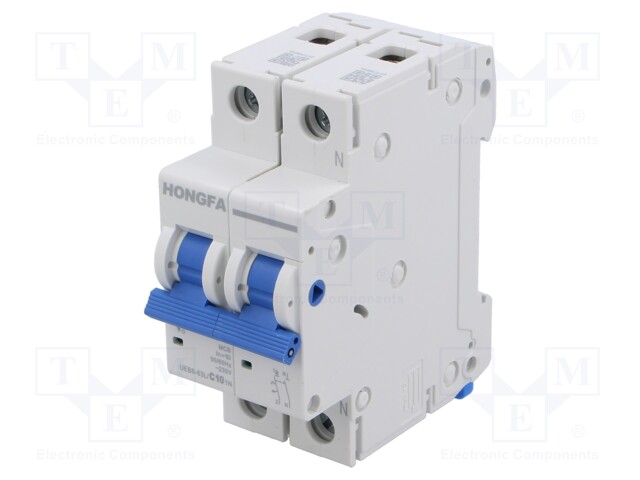 Circuit breaker; 230/400VAC; Inom: 10A; Poles: 1+N; Charact: C; IP20