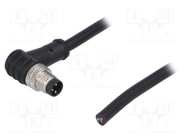 Connector: M8; male; PIN: 3; angled 90°; plug; 3A; 60V; IP65/IP67; 1m