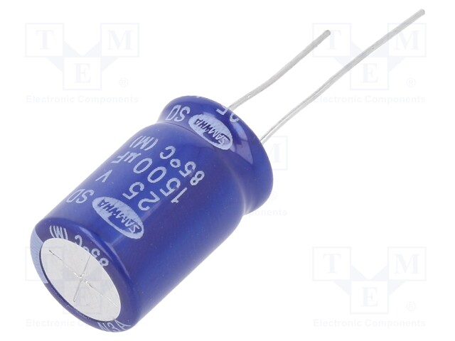 Capacitor: electrolytic; THT; 1500uF; 25VDC; Ø12.5x20mm; ±20%