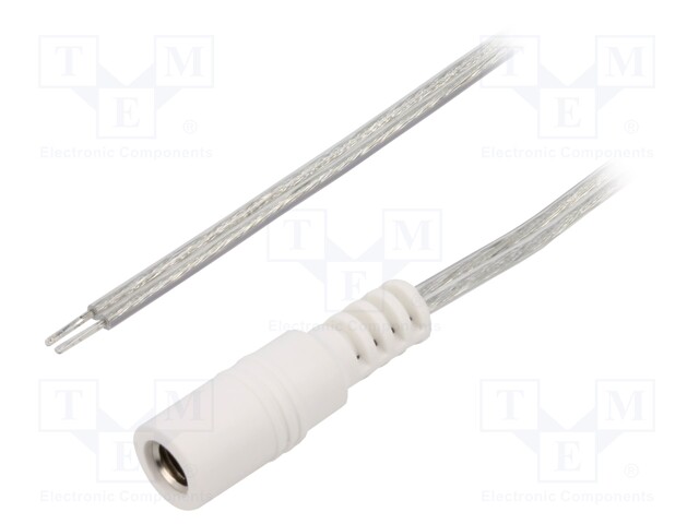 Cable; wires,DC 5,5/2,5 socket; straight; 0.5mm2; transparent