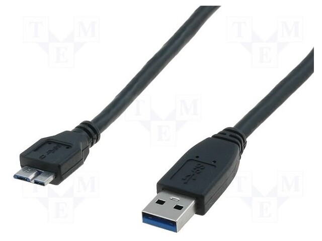 Cable; USB 3.0; USB A plug,USB B micro plug; nickel plated; 0.5m