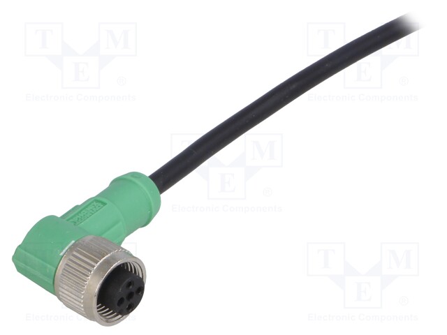 Connection lead; M12; PIN: 3; angled; 10m; plug; 250VAC; 4A; -25÷90°C